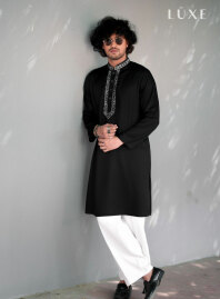 2091 - LUXE  Cotton Panjabi - Black2