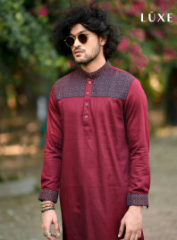 2096 - LUXE  Cotton Panjabi - Maroon
