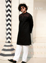 2098 - LUXE  Cotton Panjabi - Black3