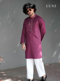 2099 - LUXE  Cotton Panjabi - Dark Purple