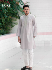 2100 - LUXE  Cotton Panjabi - Silver2