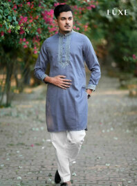 2101 - LUXE  Cotton Panjabi - Ash Blue