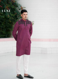2102 - LUXE  Cotton Panjabi - Dark Purple1