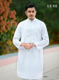 2106 - LUXE  Cotton Panjabi - White1