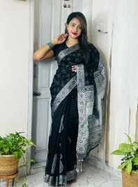 2119 - Dhupiyan Silk Saree DH-02 - Black