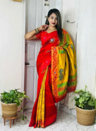 2121 - Dhupiyan Silk Saree DH-5 - Orange