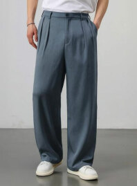 2131 - Premium Baggy Formal pant (Steal Blue)