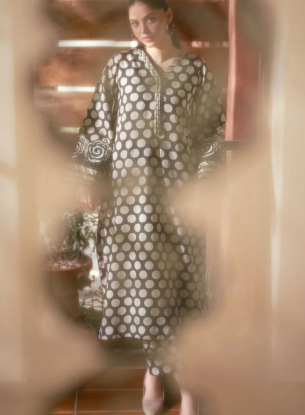 2154 - Nazrah Salwar Kameez (Gray & Black)
