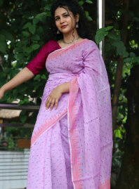 2161 - Tangail Silk Block Print (Purple)