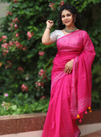 2162 - Tangail Silk Block Print (Pink)