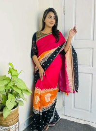 2163 - Soft Silk Digital Print (Red & Black)