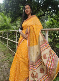 2164 - Pure Cotton Block Print (Orange & Multi)