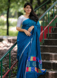 2166 - Pure Cotton Block Print (Blue & Multi)
