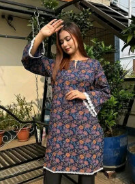 2216 - Celebrella Kurti (Navy Blue & Brown)