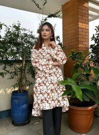 2217 - Celebrella Kurti (White & Brown)