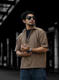 2271 - Premium Drop Shoulder Shirt (Olive & Brown)