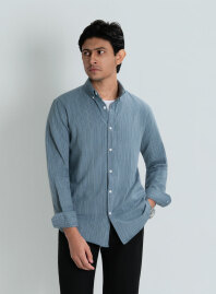 2300 - ETERNA Muted Blue Stripes Shirt
