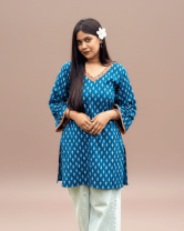 1858 - Konna Fashion Cotton Kurti - Blue1