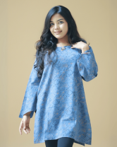 1168 - Ladies' Short Kurti - Sky Blue