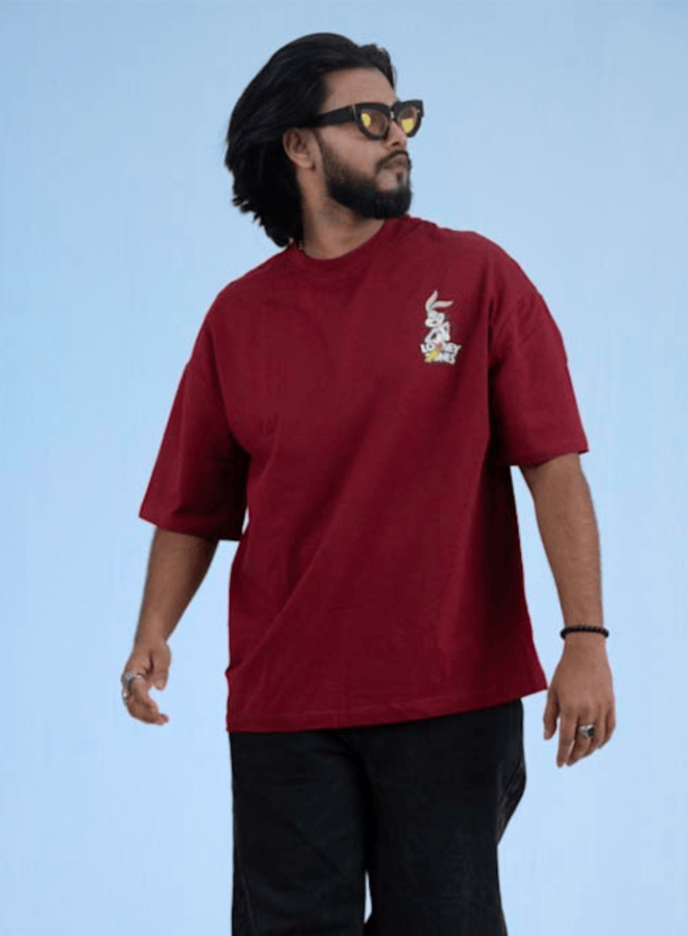 2308 - 6ixte3n Oversized Drop Shoulder - Deep Maroon