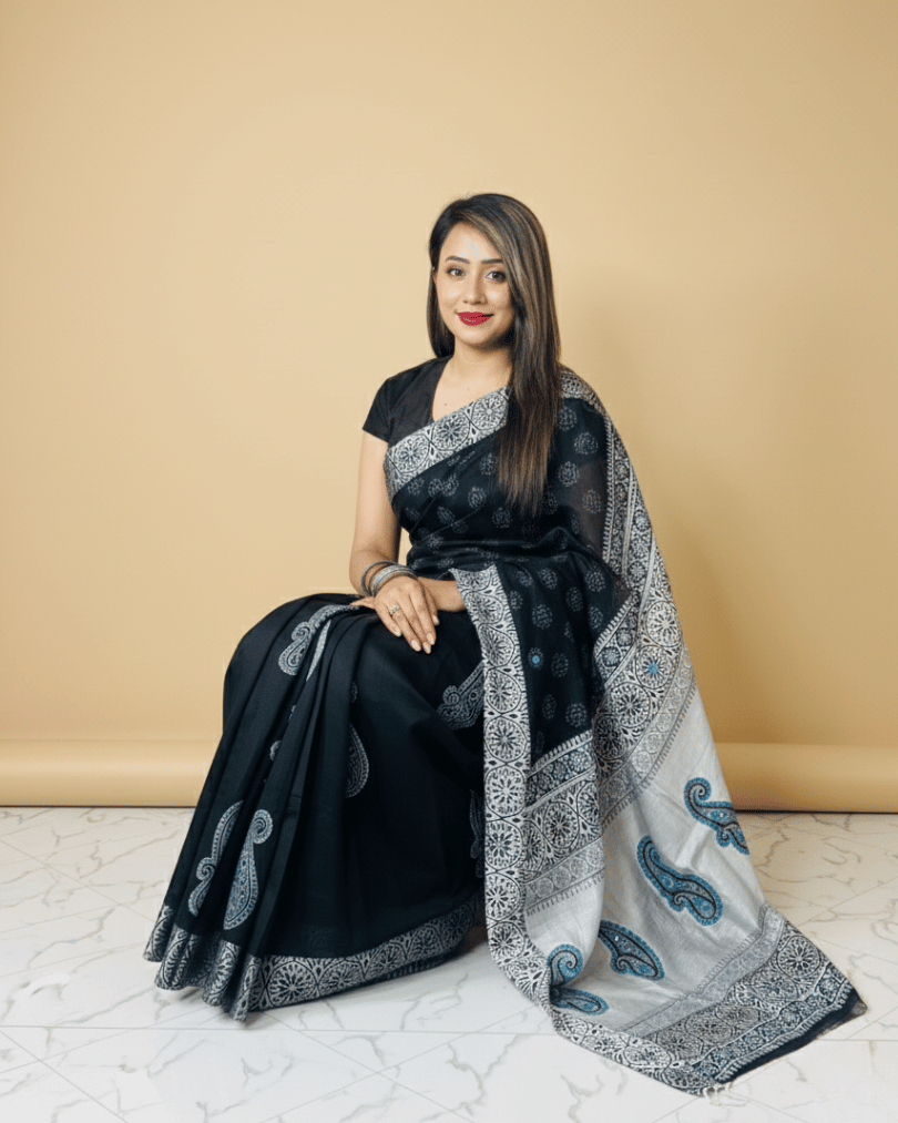 2119 - Dhupiyan Silk Saree DH-02 - Black
