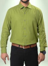 1879 - MS LIN6 Olive Formal Shirt