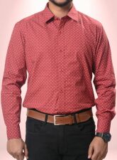 1880 - MLSS901 Men's Formal Shirt Marron Print
