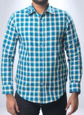 1886 - MLSS1056 Men's Formal Shirt Blue Yellow Check