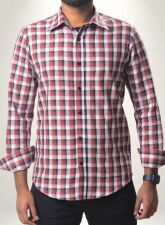 1888 - MLSS1058 Men's Formal Shirt Brown Black White Check