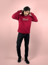 965 - Squish- Deep Red Drop shoulder Hoodie