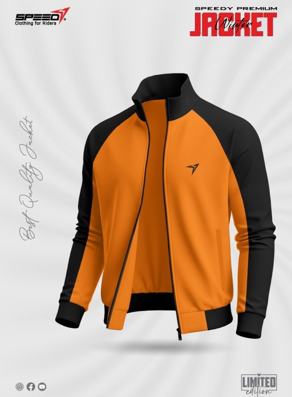 2394 - SPEEDY Premium Winter Jacket for Rider - Orange & Black