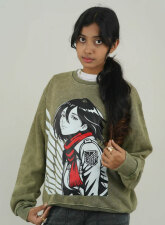 2447 - Mikasa – AOT Angel of Freedom Acid Wash Sweatshirt