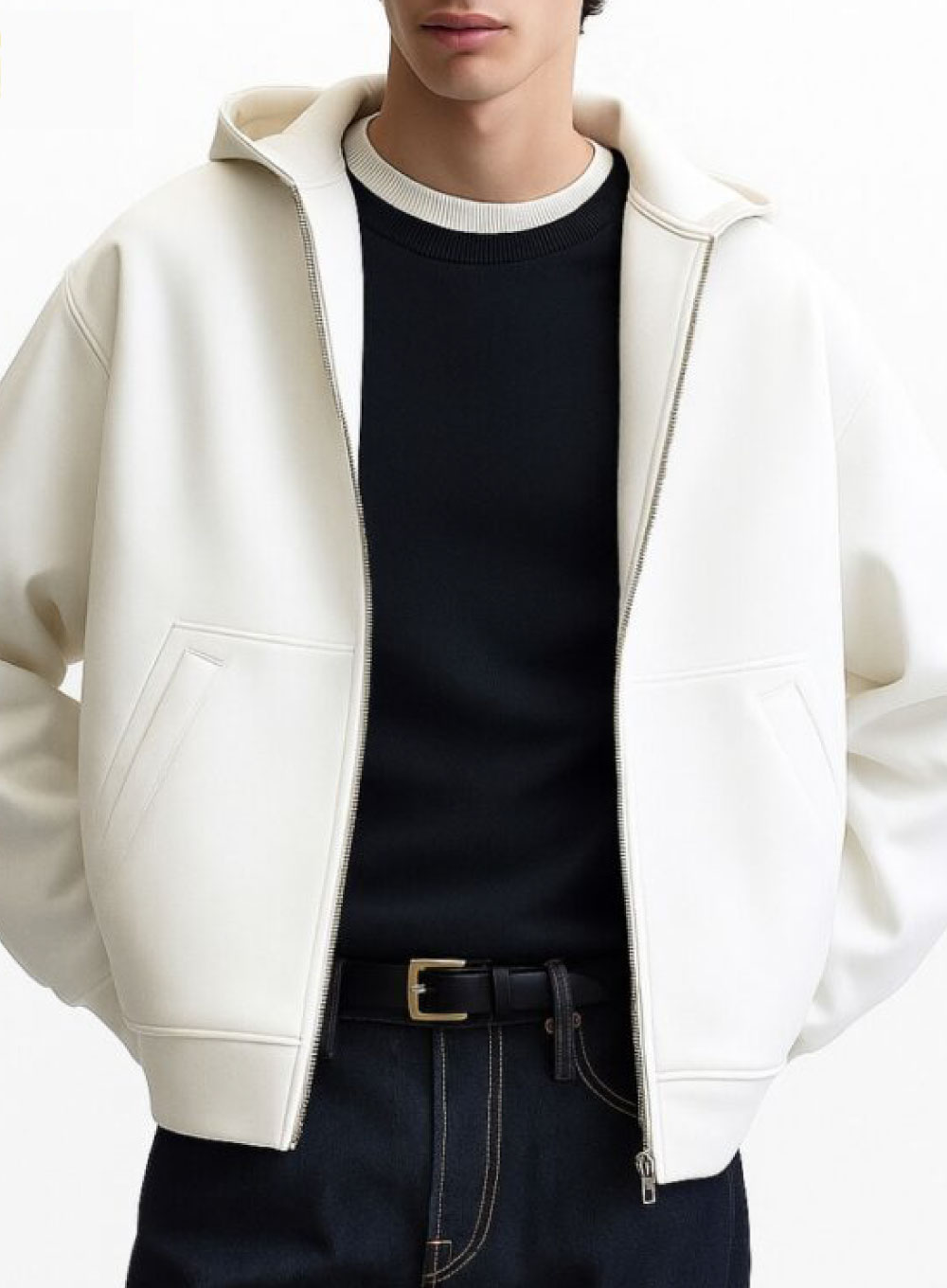 2450 - Structured Baggy Fleece Jacket – White