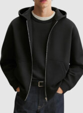 2452 - Structured Baggy Fleece Jacket – Black