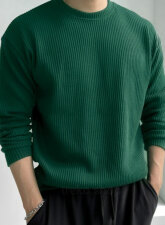 2465 - Ribbed Long Sleeve T-shirt – Bottle Green