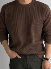 2466 - Ribbed Long Sleeve T-shirt – Brown