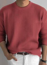2469 - Ribbed Long Sleeve T-shirt – Red Pink