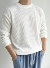 2470 - Ribbed Long Sleeve T-shirt – White