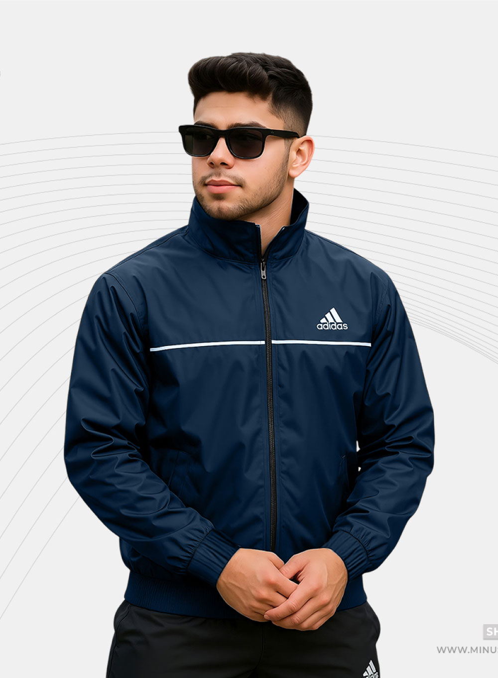 2532 - Adidas Biker Windbreaker-Blue